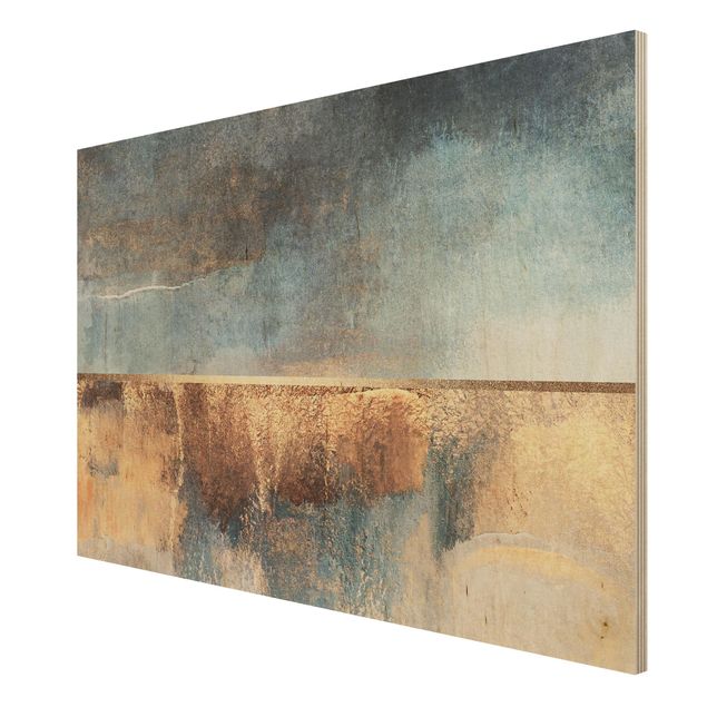 Cuadros Elisabeth Fredriksson Abstract Lakeshore In Gold
