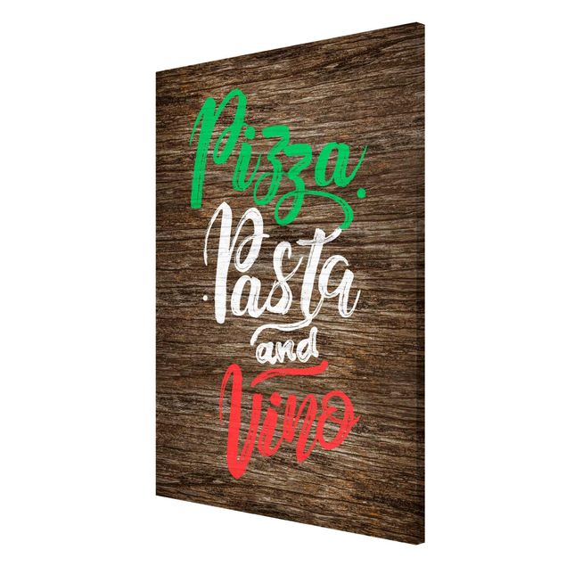 Tableros magnéticos efecto madera Pizza Pasta and Vino On Wooden Board