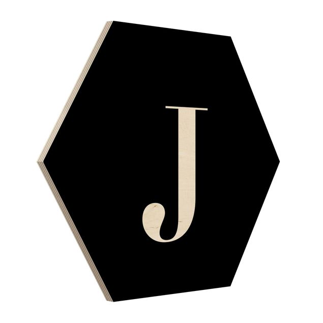 cuadro hexagonal Letter Serif Black J