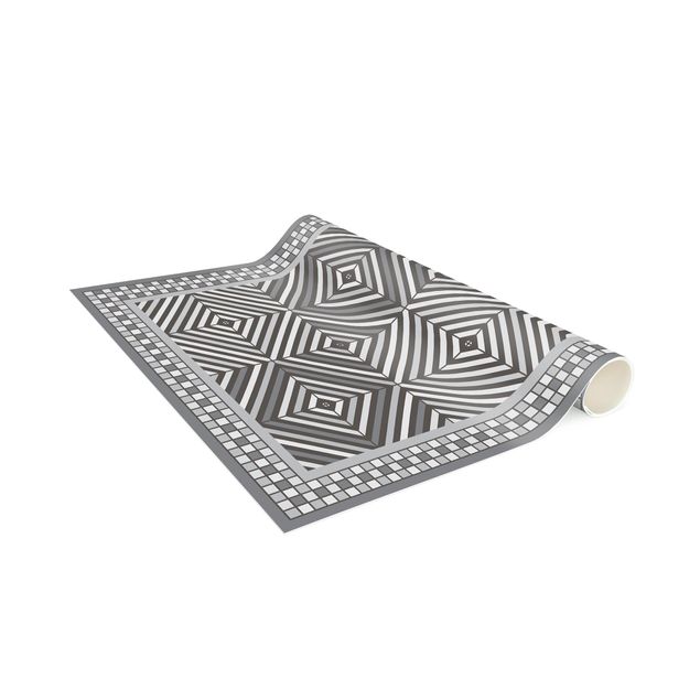 Alfombra mosaico Geometrical Tiles Vortex Grey With Narrow Mosaic Frame