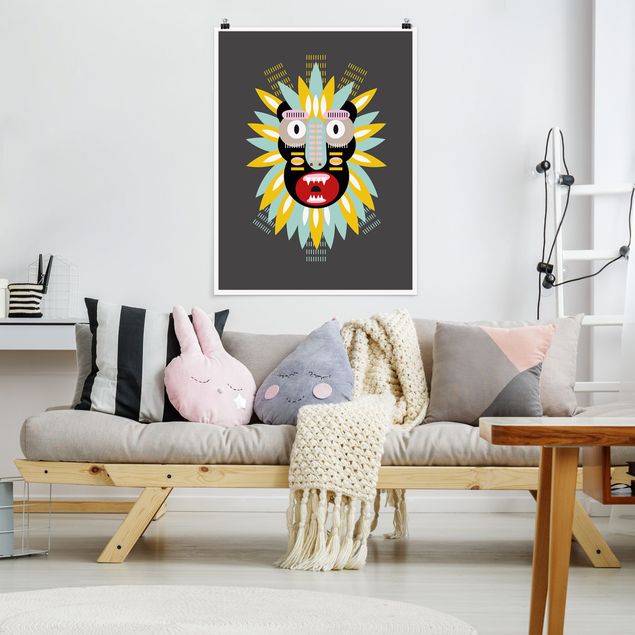 Póster de cuadros famosos Collage Ethnic Mask - King Kong
