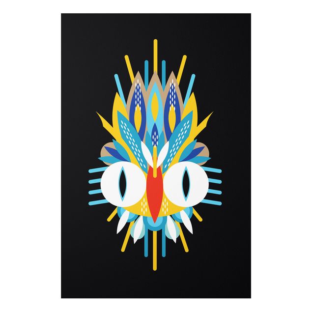 Láminas india Collage Ethno Mask - Bird Feathers