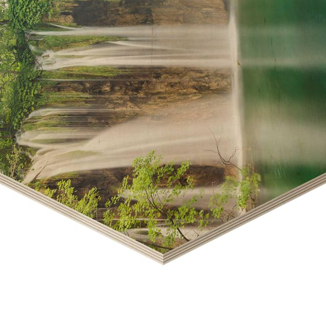 Hexagon Bild Holz - Wasserfall Plitvicer Seen