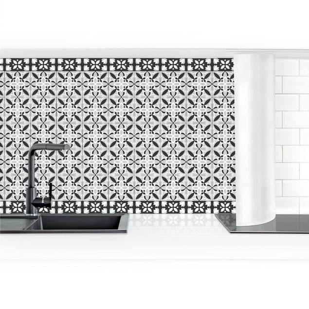 Salpicaderos de cocina Geometrical Tile Mix Blossom Black