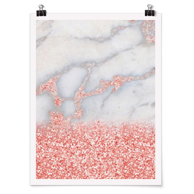 Láminas de cuadros famosos Marble Look With Pink Confetti