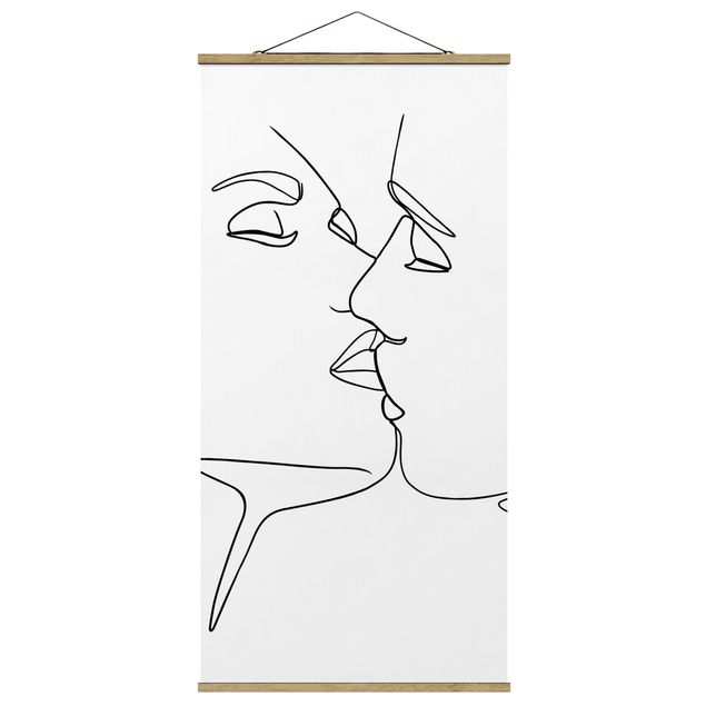 Cuadros famosos Line Art Kiss Faces Black And White