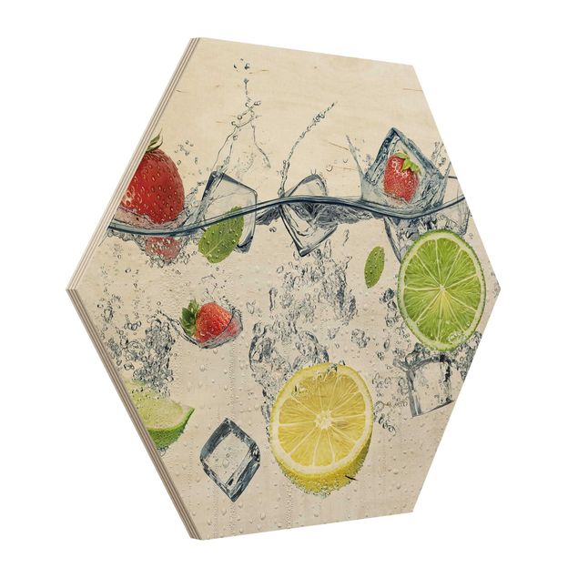 Hexagon Bild Holz - Frucht Cocktail