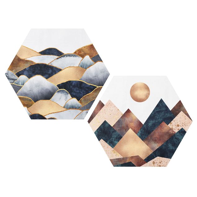 Cuadros de patrones Geometric & Golden Mountains Watercolour