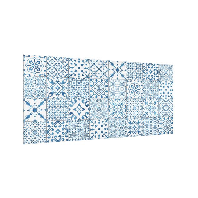 Paneles de vidrio para cocinas Pattern Tiles Blue White