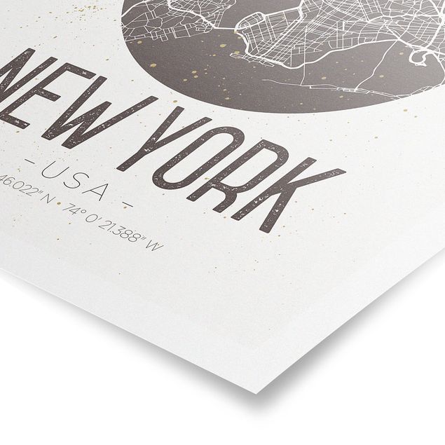 Póster mapamundi grande New York City Map - Retro