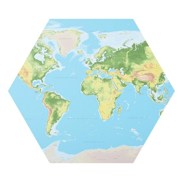 Cuadros Physical World Map