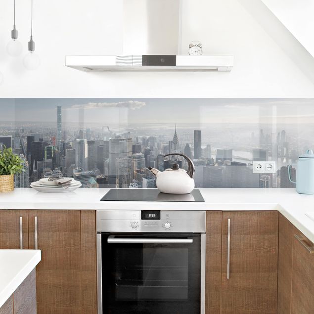 Salpicaderos cocina arquitectura y skyline Upper Manhattan New York City