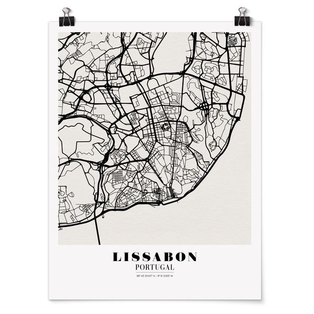 Póster frases Lisbon City Map - Classic