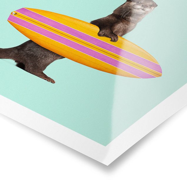 Cuadros con mar Otter With Surfboard