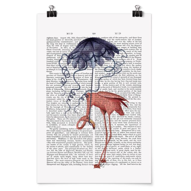 Cuadros frases Animal Reading - Flamingo With Umbrella