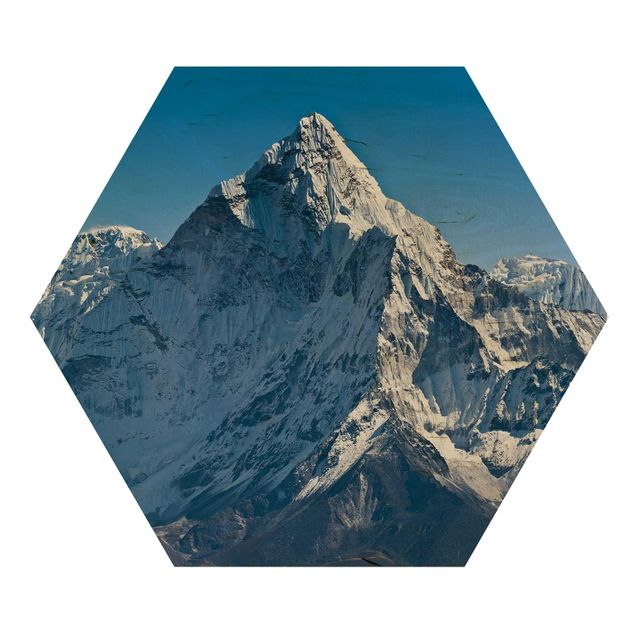 Hexagon Bild Holz - Der Himalaya