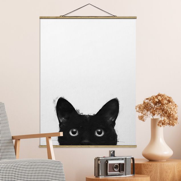 Decoración en la cocina Illustration Black Cat On White Painting
