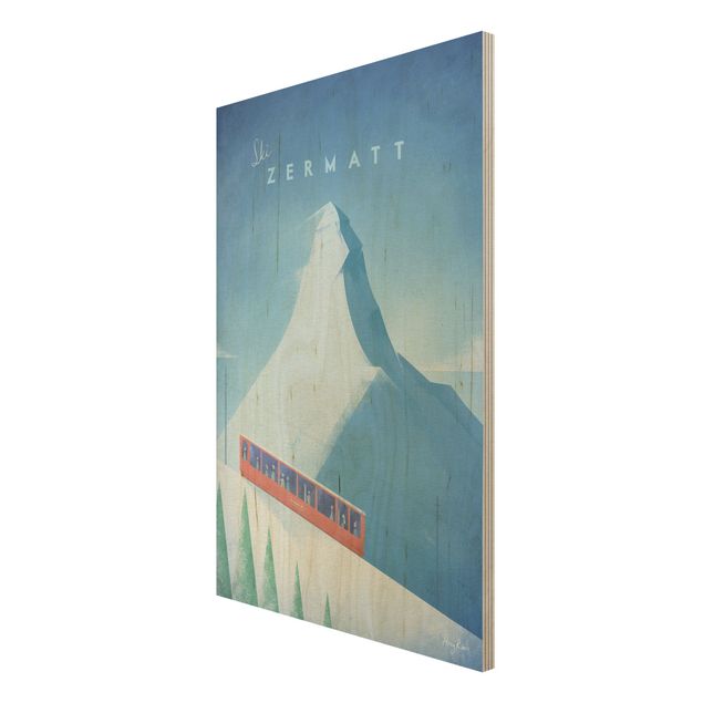 cuadro vintage madera Travel Poster - Zermatt