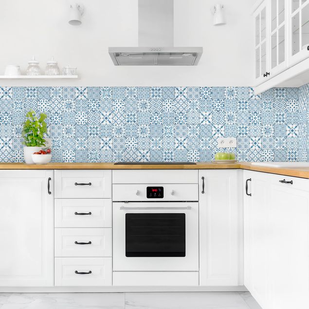Salpicadero cocina adhesivo efecto teja Patterned Tiles Blue White