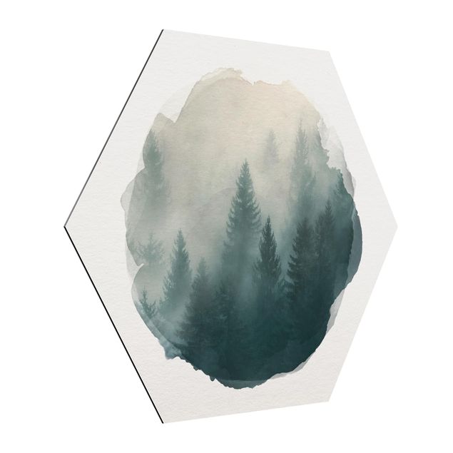 Cuadros naturaleza WaterColours - Coniferous Forest In Fog