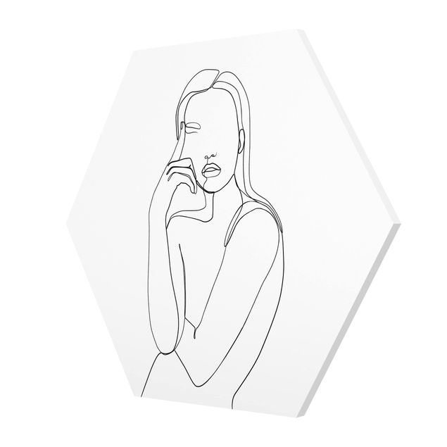 Cuadros en blanco y negro Line Art Pensive Woman Black And White