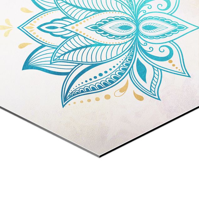 Cuadros Mandala Lotus Set Gold Blue