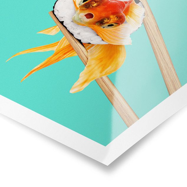 Póster de cuadros famosos Sushi With Goldfish