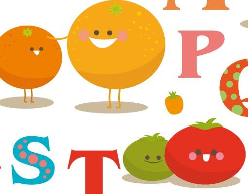 Vinilos frases No.EK120 Funny Fruits&Vegetables Alphabet