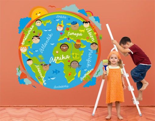 Vinilo pared mapamundi No.EK126 Kids World