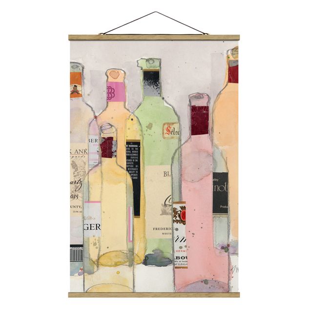 Cuadros en tela Wine Bottles In Watercolour I