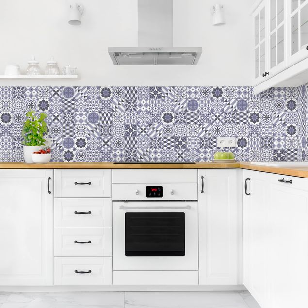 Salpicaderos cocina efecto teja Geometrical Tile Mix Purple