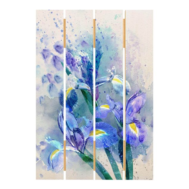 cuadros de madera decorativos Watercolour Flowers Iris