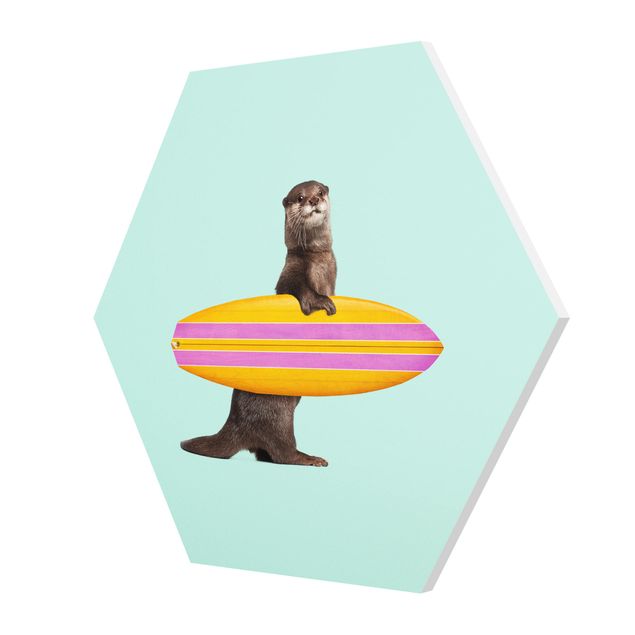 Cuadros turquesa Otter With Surfboard