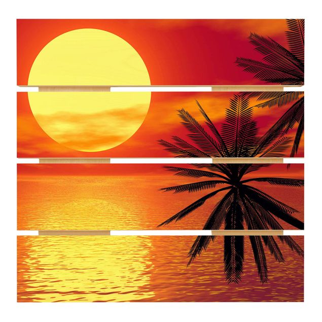 cuadros de madera decorativos Caribbean sunset