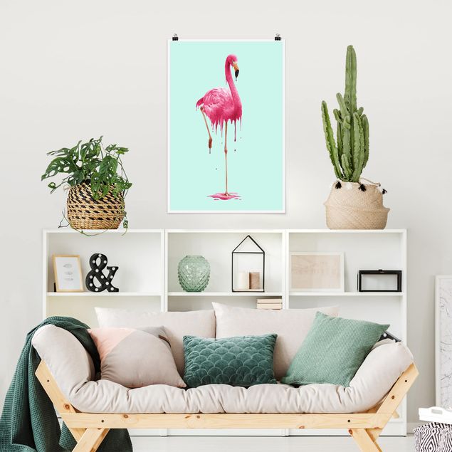 Póster de cuadros famosos Melting Flamingo