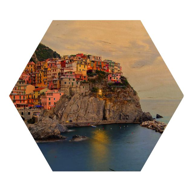 cuadro hexagonal Colourful coastal town