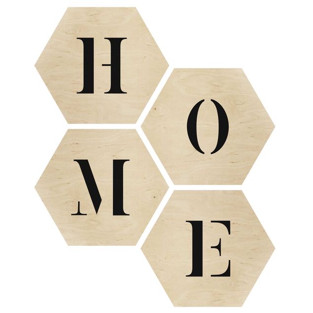 cuadros hexagonales Letters HOME Black Set II
