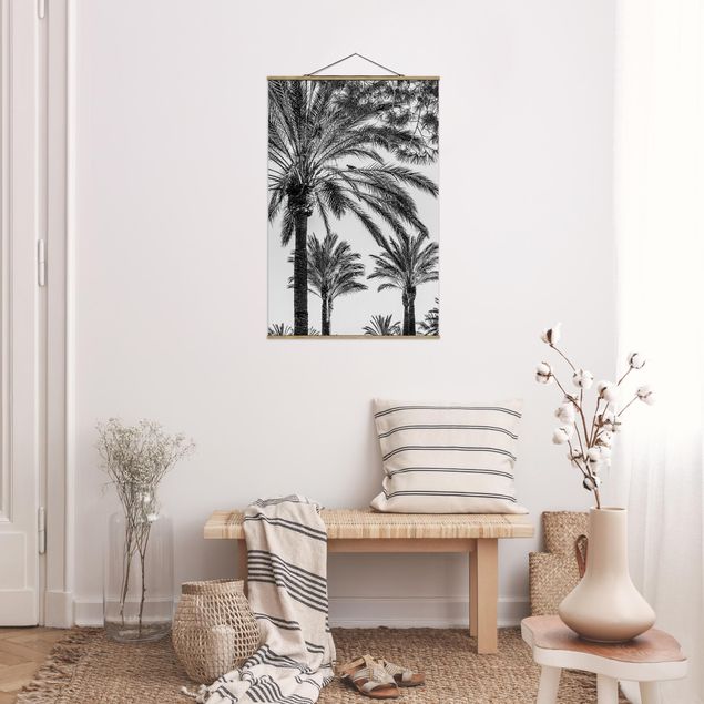 Cuadros de plantas naturales Palm Trees At Sunset Black And White