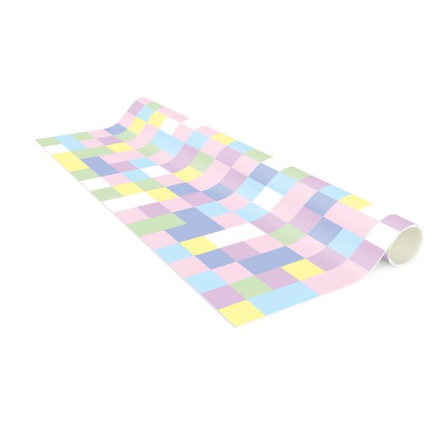 Alfombra diseño ajedrez Colourful Mosaic Cotton Candy
