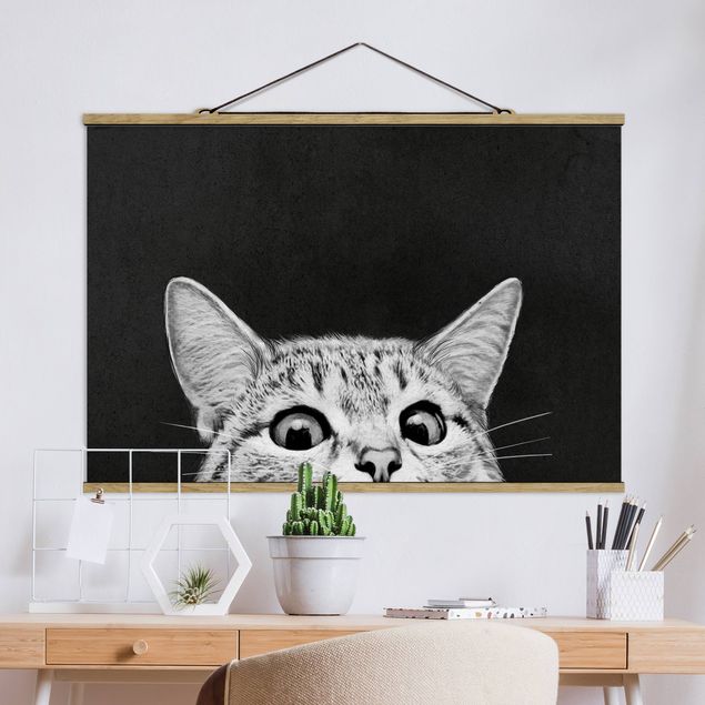 Decoración de cocinas Illustration Cat Black And White Drawing