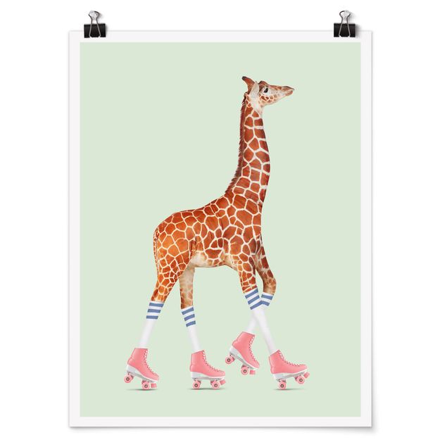 Póster cuadros famosos Giraffe With Roller Skates