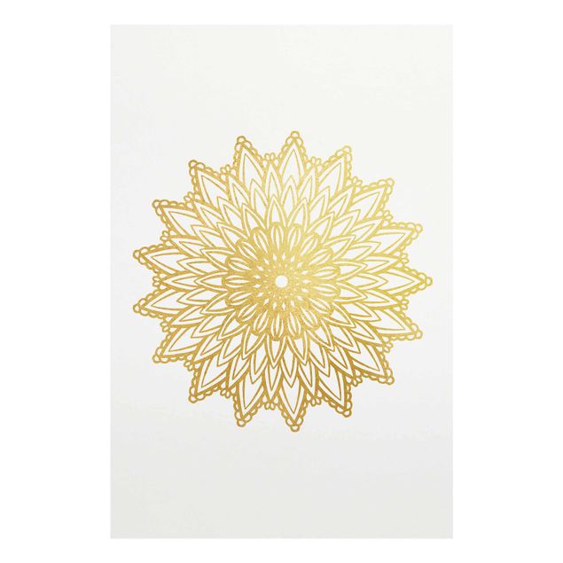 Cuadros decorativos Mandala Sun Illustration White Gold