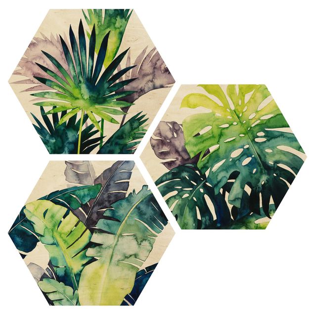 cuadros hexagonales Exotic Foliage Set II
