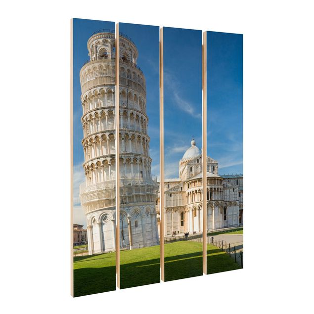 Holzbild - Der schiefe Turm von Pisa - Hochformat 3:2