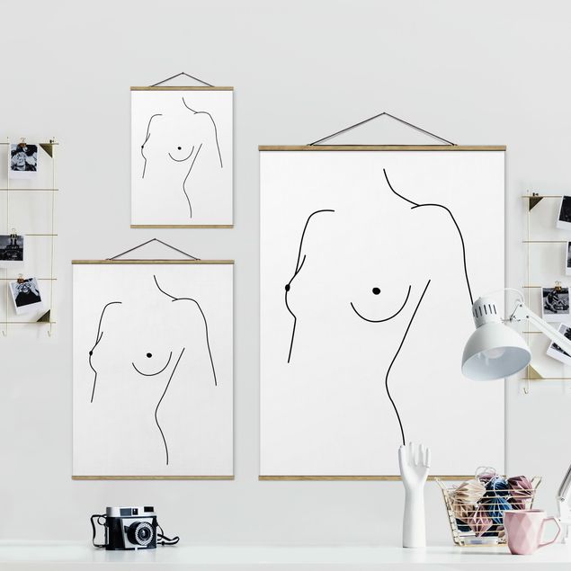 Cuadros en blanco y negro Line Art Nude Bust Woman Black And White