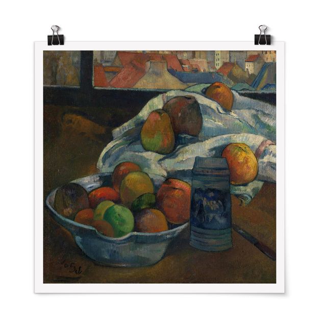 Láminas cuadros famosos Paul Gauguin - Fruit Bowl and Pitcher in front of a Window