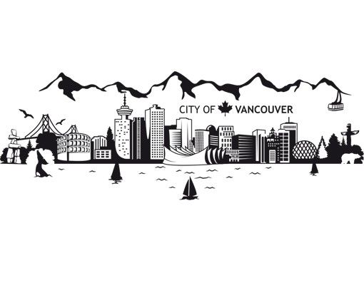Vinilos de pared nombres de ciudades No.JS3 Vancouver Skyline