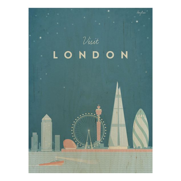 Cuadros vintage madera Travel Poster - London