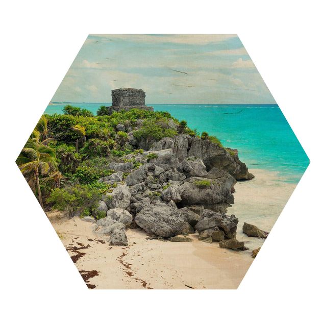 Cuadros de madera playas Caribbean Coast Tulum Ruins