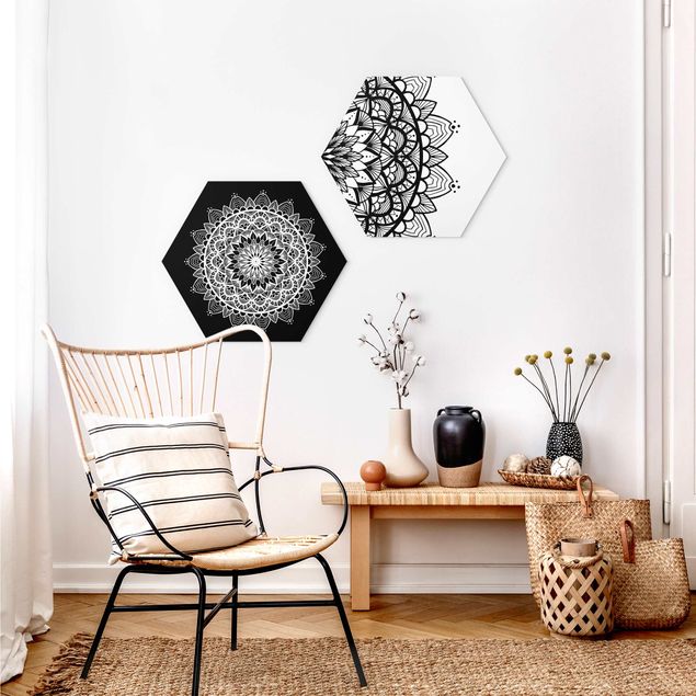 Cuadros de mandalas para dormitorios Mandala Illustration Shabby Set Black White